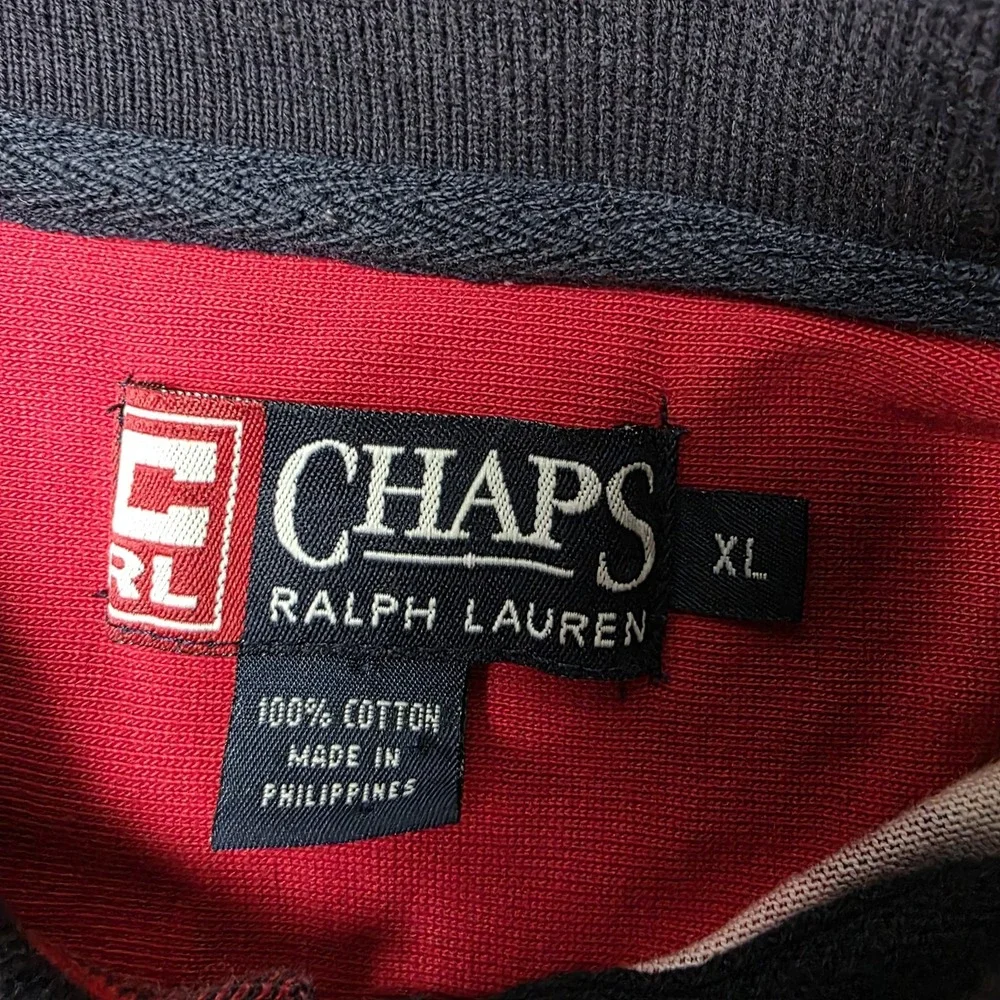 Vtg Chaps Ralph Lauren Polo Shirt Mens XL Red Plaid Long Sleeve Thick Crest Logo